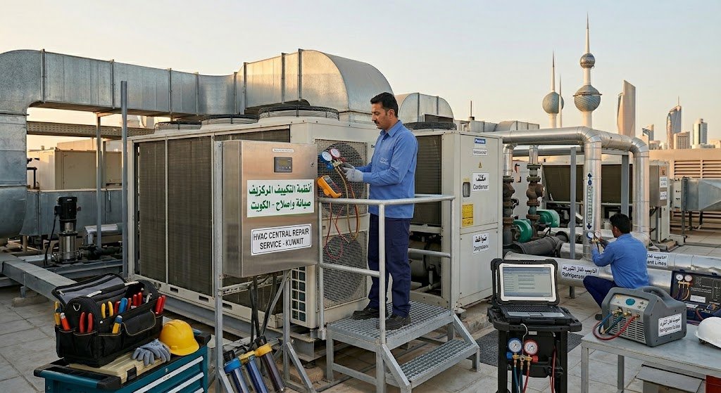 فني تصليح مكيفات لتنظيف التكييف المركزي والسنترال الكويت